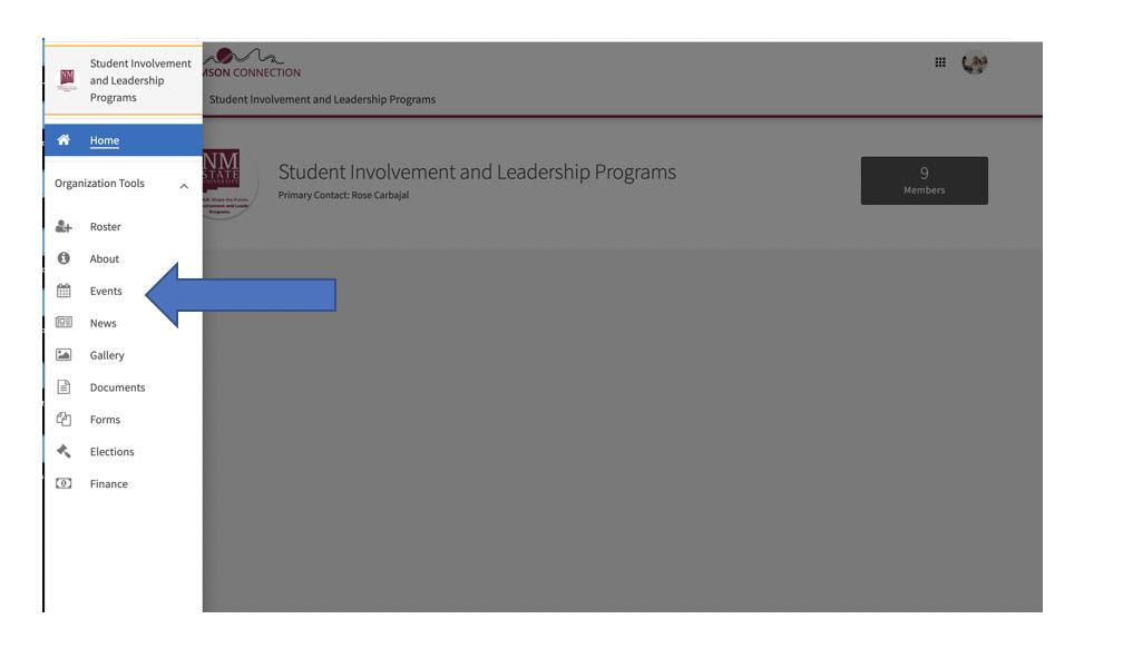 Organization Tab button